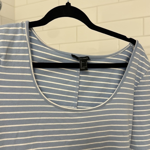 White and Light Blue Stripped Dress - Picture 2 of 2